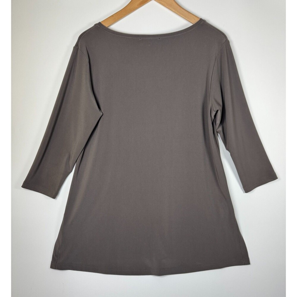 Sympli Top Womens 10‎ Brown V Neck Stretch Travel Minimalist Made in Canada - Picture 3 of 12